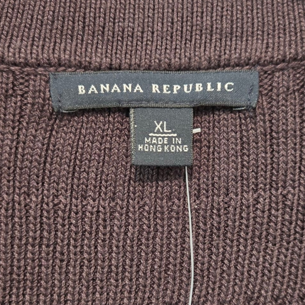 Banana Republic Belted Cardigan Jacket Dark Brown XL Textured 100% Cotton NWT - Picture 3 of 14